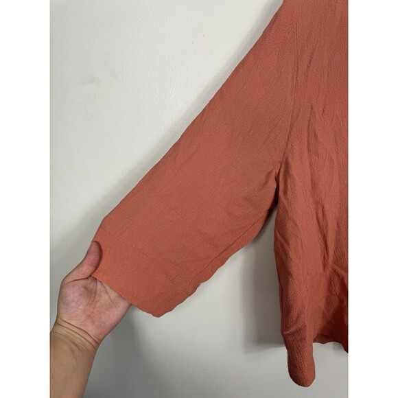 Niche Nilgun Derman Blouse 3/4 Sleeve Button-Up Collar Cropped SZ LG - Picture 3 of 7